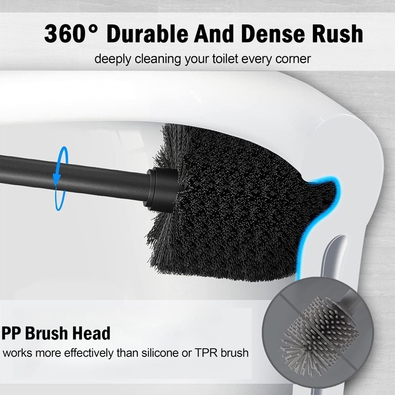 Indecor Home Brushed Nickel Toilet Bowl Brush with Holder, Durable