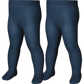 Playshoes Unisex Children's Thermal Warm Tights, navy double pack