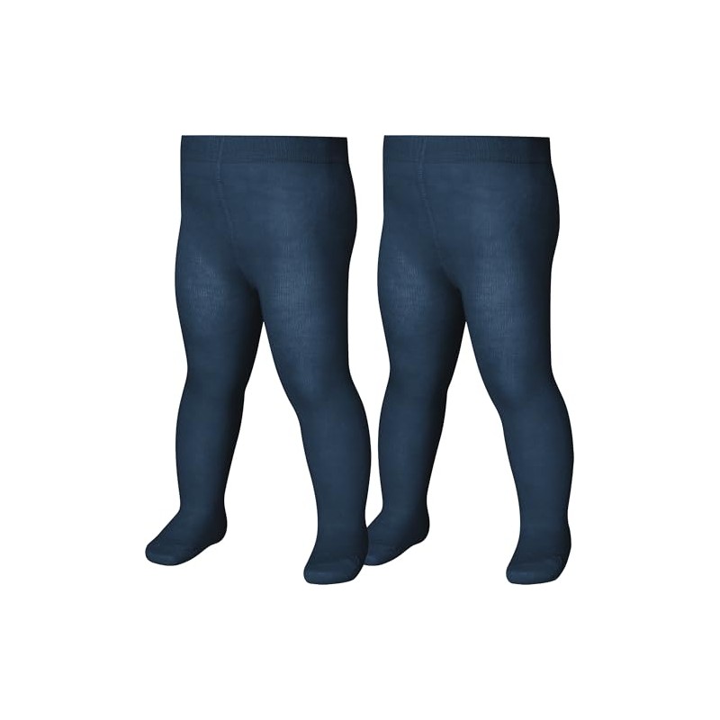 Playshoes Unisex Children's Thermal Warm Tights, navy double pack