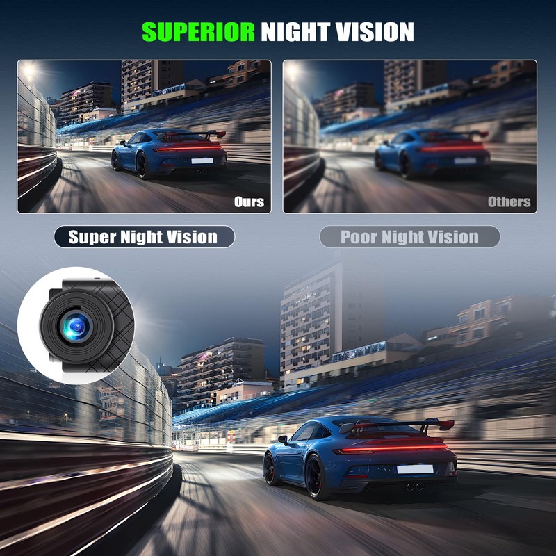 3 Channel Dash Cam Front and Rear Inside, 2.0'' 1296P
