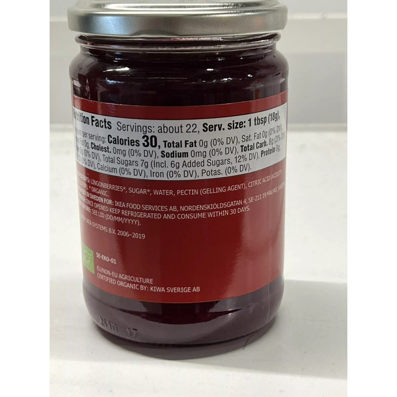 IKEA LINGONBERRY SPREAD SYLT LINGON 14.1 ozFRUIT ORGANIC! Delicious,Holi