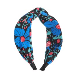 ZMNNOPPAB Headbands for Women, Fashion Boho Headbands Top Knotted With Rhinestones Elastic Workout Hairbands, Outdoor and Party Headbands for Women Non Slip. (Daisy flower - Blue)