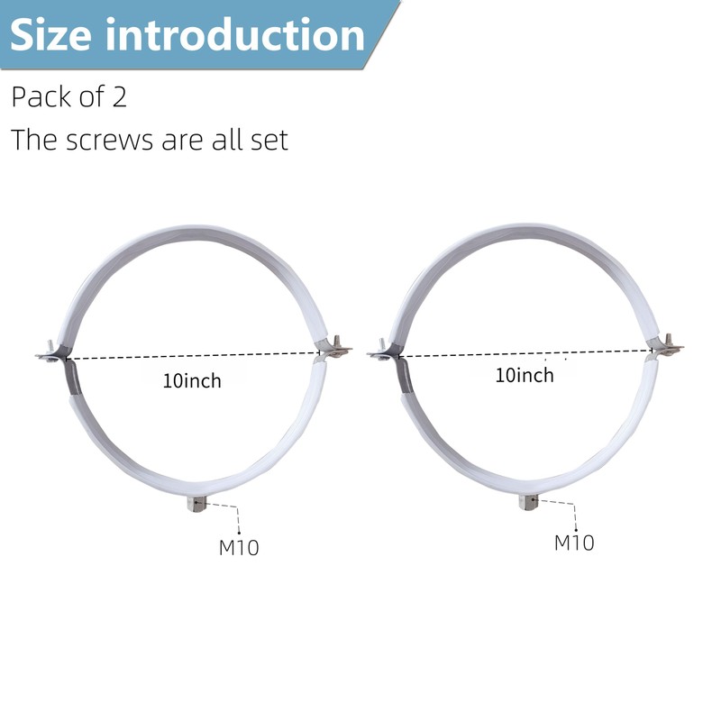 2 Sets 10 Inch Premium Hose Pipe Clamp，Heavy Duty Galvanized