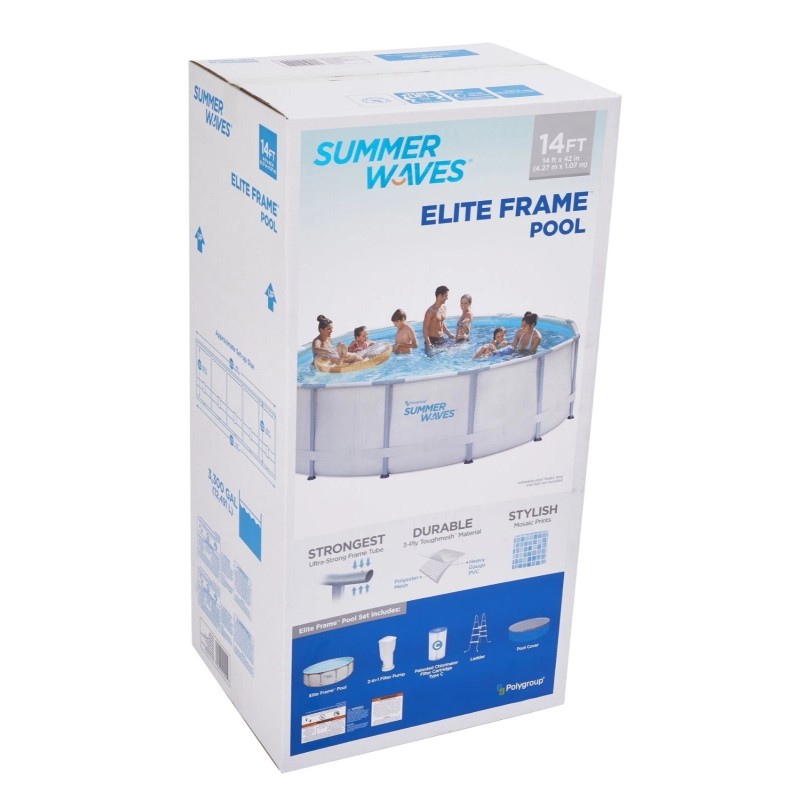 Summer Waves 14'x 42" Round Elite Frame Pool Replacement 37"
