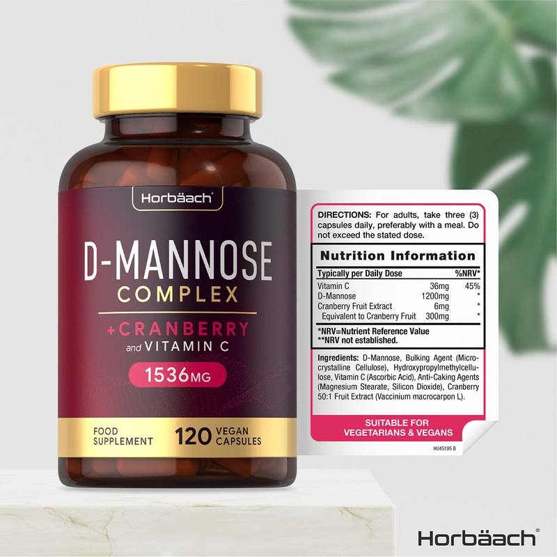 D-Mannose and Cranberry Capsules | 1536mg | Urinary Tract Infection