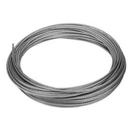 sourcing map 1/8" (3mm) 66ft (21m) 304 Stainless Steel Cable Wire Rope 7 x 7 Strands Core Aircraft Wire for Construction Outdoors Marine Rigging Decking Railings