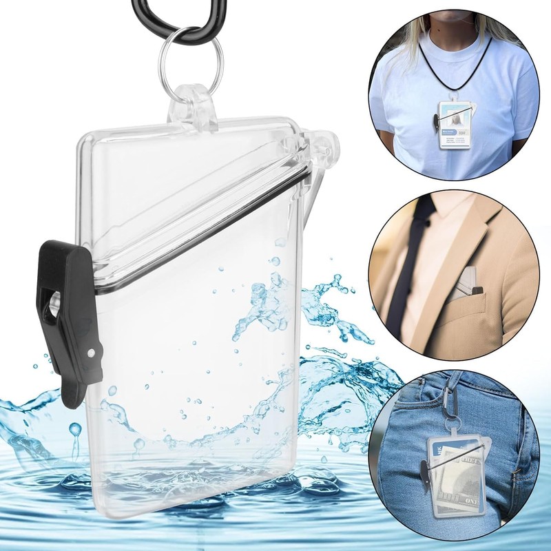 GOUDOGEDC Transparent Waterproof ID Card Badge Holder with Lanyard and