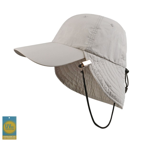 Juniper Outdoor Taslon UV Cap with Flap, One Size, Grey