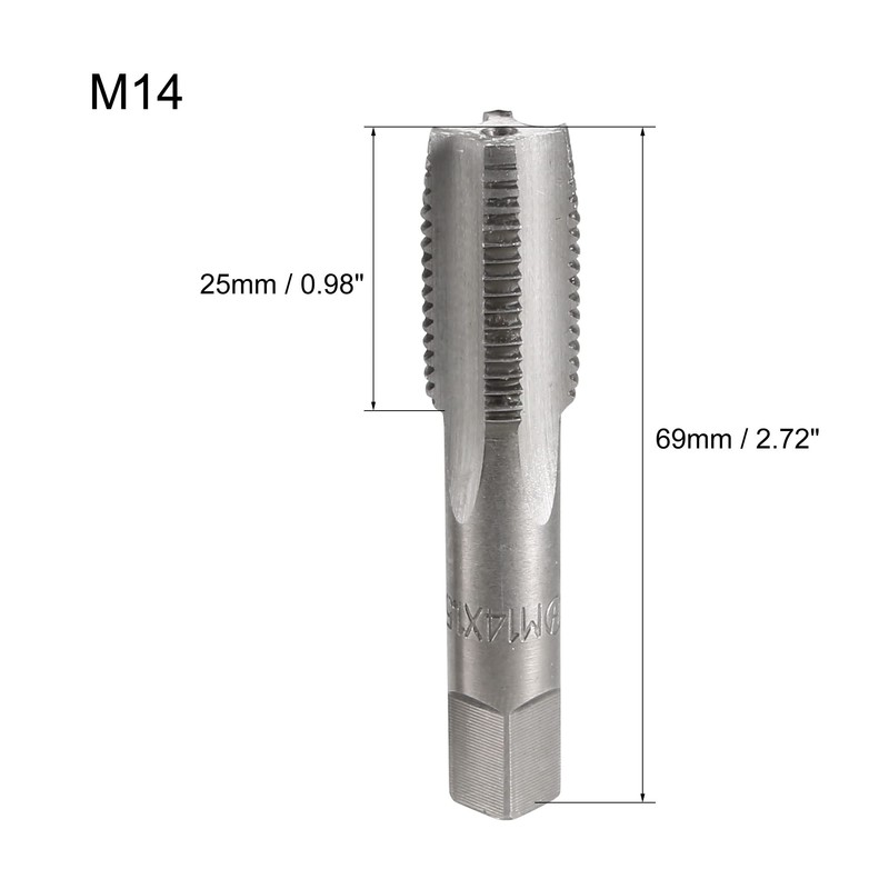 sourcing map Metric Hand Tap M14 Thread 1.5 Pitch 4