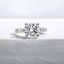 Gobaalele Cubic Zirconia Engagement Wedding Ring 4.0CT 5A Grade D Color Round Cut CZ Simulant Diamond Anniversary Promise Ring for Women Size5.5