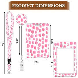 Badge Reels Retractable with Carabiner Reel Clip, ID Name Tag Work Badge Holder Belt Ferrule, Identity ID Badge Holder Cover Case for Office Work Nurse Teacher Student Gifts(Pink Polka Dot)