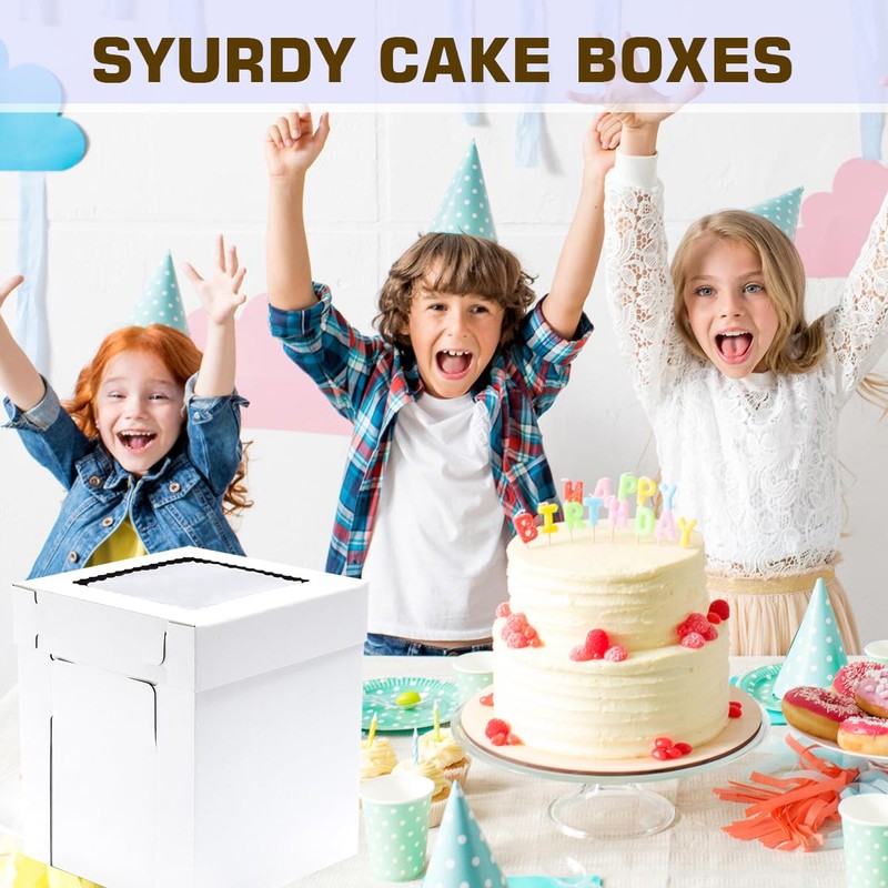 JJO JJO Tall Cake Boxes for Tier Cakes, 3 Pack