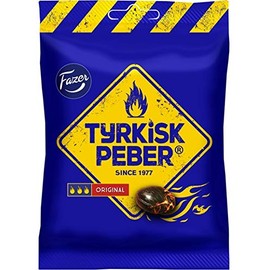 4 x bags of 150g Fazer The Original Tyrkisk Peber (Turkish Pepper) Finnish Salmiakki Salmiak Caramel Hard Candy Sweets Candies Bag
