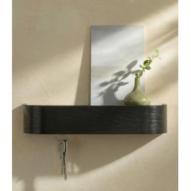 Kazai. Key Rack 'Toke' Minimalist Key Hook Design from Berlin Modern Key Holder with Wooden Shelf Key Rack as Hallway Furniture for the Wall Oak Black