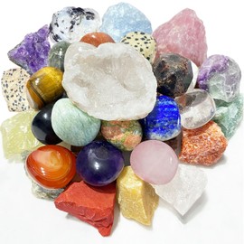 15Pcs Mystery Crystals and Healing Stones, Natural Healing Crystals with Information Guide, Surprise Crystals Gift Set