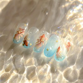 Goldfish Nail Art Stickers 5D Embossed Nail Decals Chinese Style Design Star Koi Fish Nail Stickers Manicure Supplies Charm for Women Girls DIY Decorations Accessories