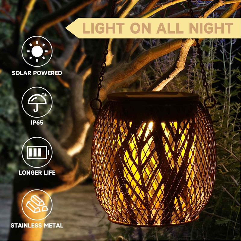 Solar Lantern Outdoor Waterproof Hanging Solar Light with Handle Chain