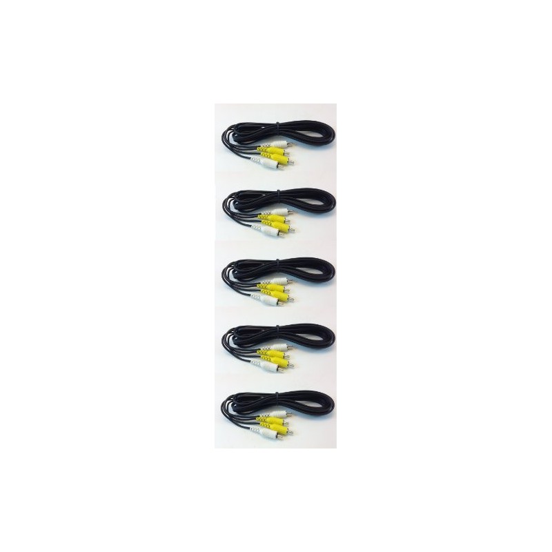 10' V/A RCA Cable Yellow/White Gaming RCA Cable (5 Pack)