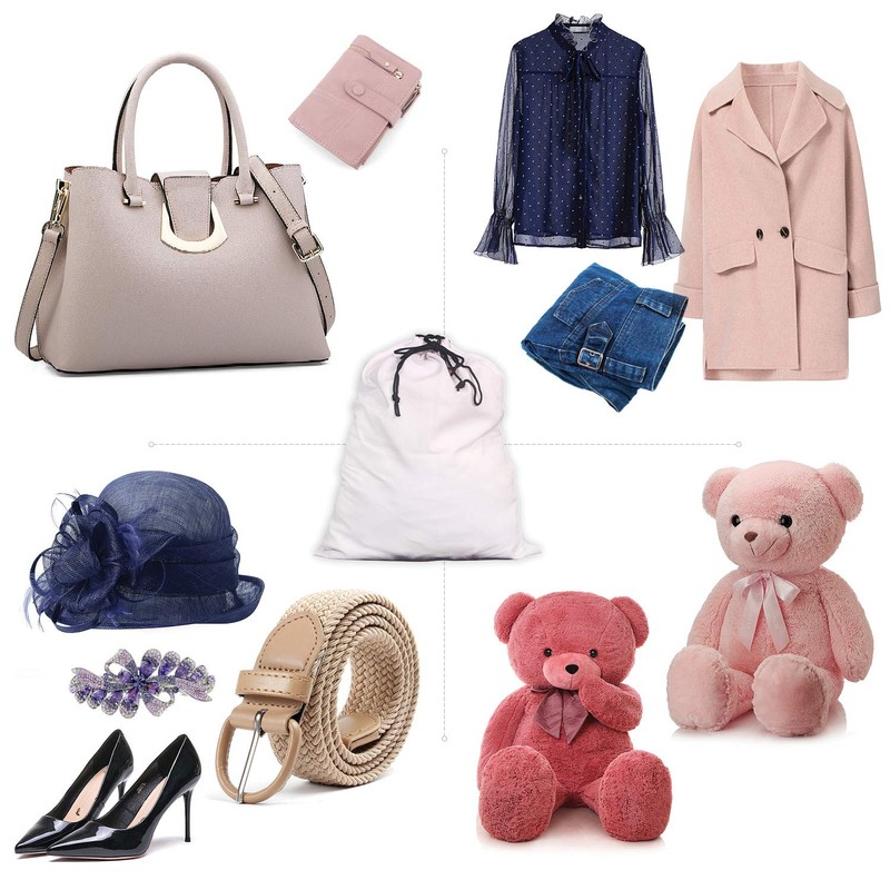 3 Pack Cotton Breathable Drawstring Dust Covers Large Cloth Storage