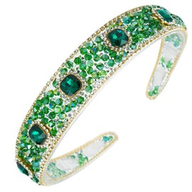 scicent Rhinestone Headband Crystal Wide Hairbands Diamond Beaded Bling Head Bands Non-slip Hard Hair Bands for Women Girls Daily Wearing Party Wedding Hair Accessories, Green - 16220