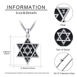 TwoAnts Star of David Necklace 925 Sterling Silver Jewish Star Pendant Necklace Messianic Jewish Jewellery Gift for Men Women