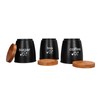 3Pcs Coffee Tea Sugar Container Set Bamboo Lid Durable Iron