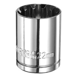 sourcing map 12 Point Socket 1/2" Drive by 22mm Metric Shallow Socket Chrome Vanadium Steel 12-Point Standard Sockets Mechanic Hand Tool for Car Repair Mechanical Maintenance Home Use
