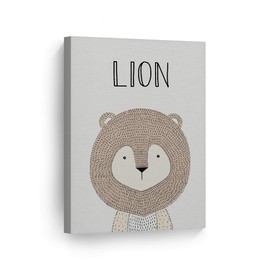 Smile Art Design Pretty Lion Painting and Lettering Cream Background Canvas Print Kids Room Decor Wall Art Baby Room Decor Kids Room Decor Nursery Decor Ready to Hang Made in The USA 17x11