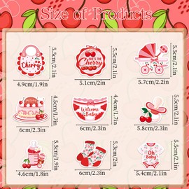 Refavor Cherry Baby Shower Cupcake Toppers Decorations, 36PCS She's the Cherry On The Way Party Decor, Sweet Fruit Theme Gender Reveal for Baby Girl