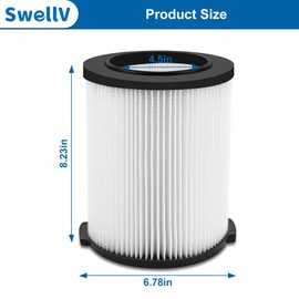 SwellV VF4000 Replacement Filter Compatible with RIDGID Vacs Wet Dry 5-20 Gal& 6-9 Gal Husky Vacuum & CRAFTSMAN Shop Vacuum 17816 9-17816, Standard Wet and Dry Vacuum Cleaner Filter Vf4000 (1 Pack)