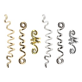 eMagTech 6PCS Viking Spiral Hair Beads Metal Braids Rings Celtic Dread Beard Dreadlock Beads Hair Coil Knot Hair Cuffs for Hair Decorating Braids Silver Gold