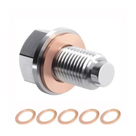 JNNJ Magnetic Oil Drain Plug, Stainless Steel Sump Drain Nut Bolt, Magnetic Oil Drain Plug with Copper Crush Washer, Stainless Steel Oil Plug Replacement Universal for Most Cars Motorcycle(M14x1.5)
