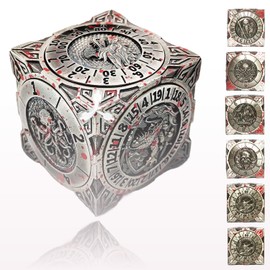 Iemegumi 6 Sided Spinner DND Dice - Metal 7-in-1 Cool Role Playing D&D Set - Polyhedral D and D Gifts for Dungeons and Dragons TRPG MTG Games Lover Players (Bloodstained)
