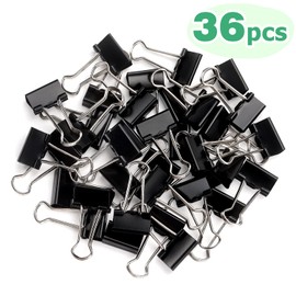 ZZTX Black Binder Clips Paper Clamps Clips Small Size, 0.75 Inches, 36 Pack
