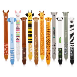 Foydream Set of 12 erasable gel pens, 12 animal styles gel pen with thermosensitive rubber ink - the perfect gift choice