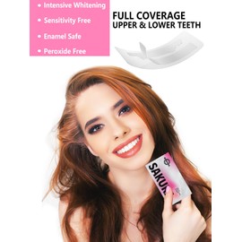 Teeth Whitening Strips, 14 Strips Sensitivity Free/Deep Stains Removal/Enamel-Safe/Non-Slip/Dry Strip Technology/Sakura Flavor (7 Treatments)