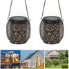 2pcs Outdoor Hanging Solar Lanterns IP65 Waterproof Solar Wrought Iron