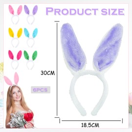 XZSKD 6 Pcs Bunny Ears, Bunny Ears Headband, Easter Bunny Costume, Easter Bunny Ears, Rabbit Ears Headband, Bendable Easter Bunny Ears, For Easter, Birthday, Cosplay, Party For Women Girls Boys