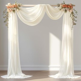 Tela para cubrir arco de boda, de 30 x 20 pies, 1 panel de cortinas traslúcidas de color marfil, cortinas de telón extra anchas y largas para bodas, ceremonias, decoraciones de fiesta de cumpleaños