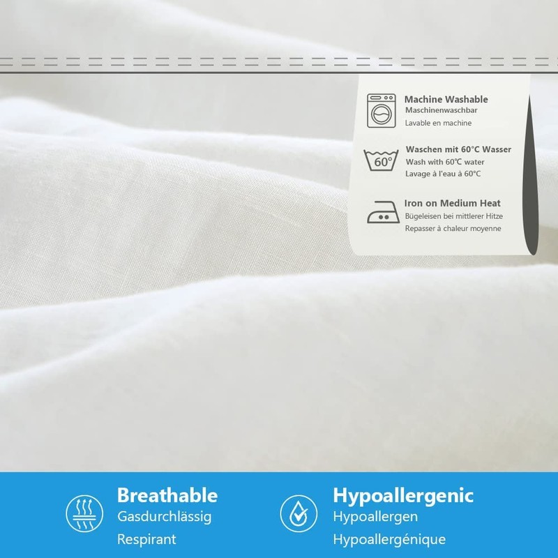 Simple&Opulence Double Fitted Sheet, 100% Natural Linen Bed Sheet with