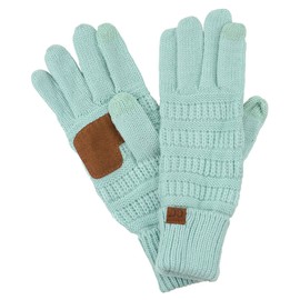 C.C Unisex Cable Knit Winter Warm Anti-Slip Touchscreen Texting Gloves, Mint