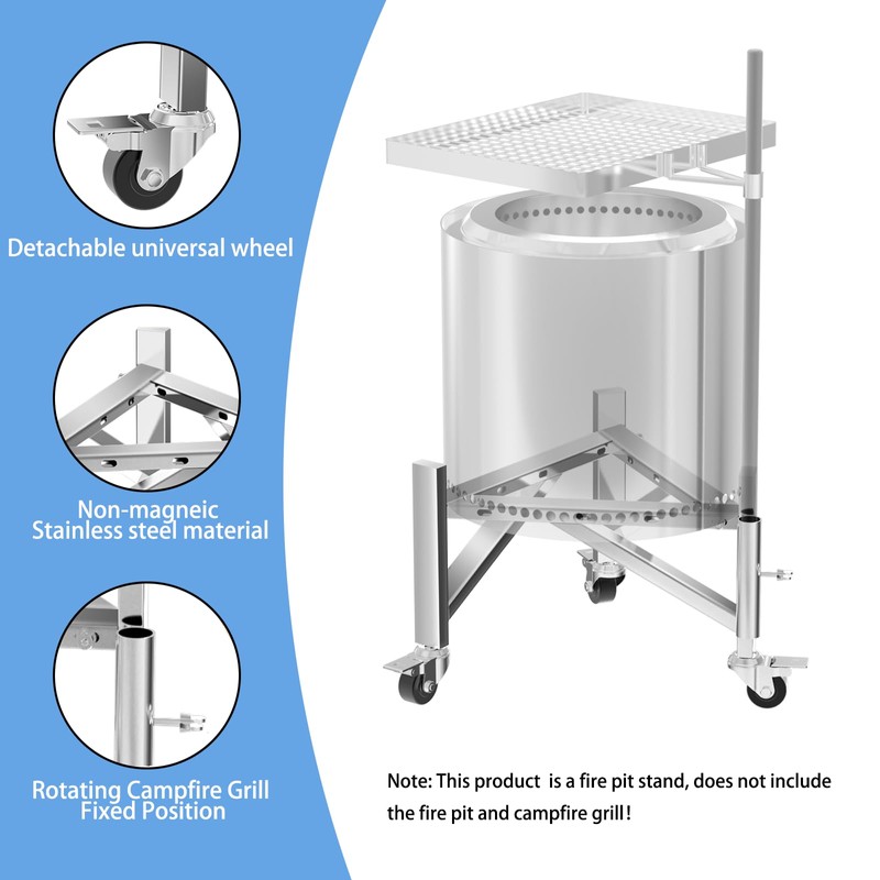 Universal 15-27" Fire Pit Stand, Stainless Steel Firepit Stand for