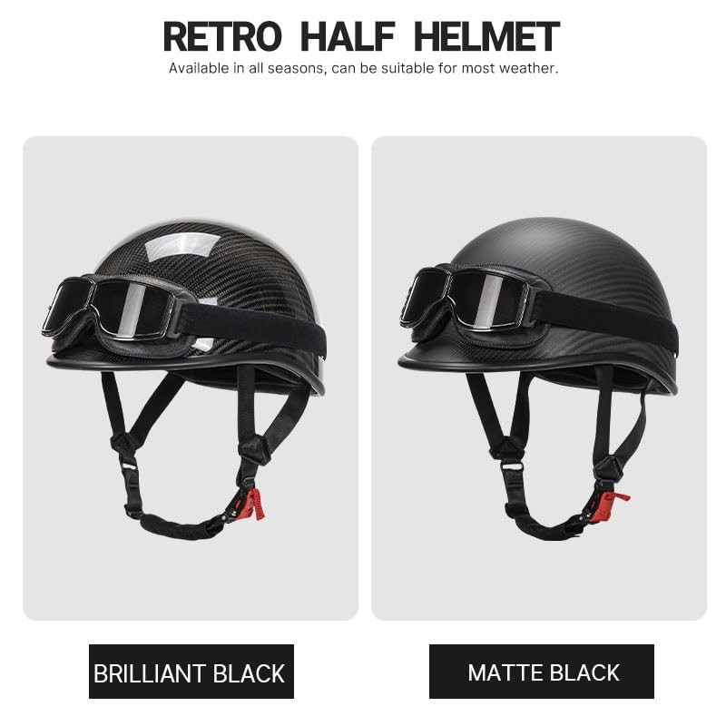 Vintage Motorcycle Half Shell Lightweight Carbon Fiber Open Face Helmets