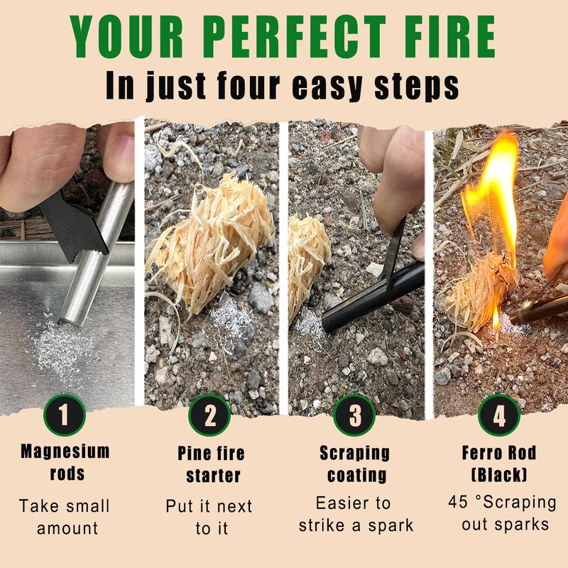 VVAAGG Flint and Steel Fire Starter Kit Survivor, 3/8 inch