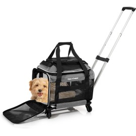 Cozy Cruiser Airline Approved Top-Expanding Pet Carrier on Wheels- Rolling Carrier- Designed for Dogs & Cats- Extra Spacious Soft Lined Carrier! 18x11x11 (Original Mesh Sides)
