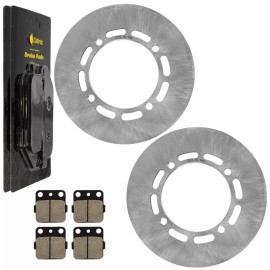 Caltric 2 Front Brake Disc Rotor w/ Brake Pads fits Yamaha Grizzly 660 YFM660F 2003-2008