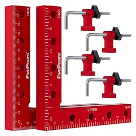 Fivepears 2 Pack 90 degree positioning square clamps set for woodworking, 5.5" x 5.5"(14 x 14cm) aluminum precision right angle corner clamp for square picture frame tool box cabinet drawer and wood