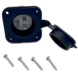 RV Shore Power Inlet Plug NEMA 5-15 with Waterproof Cover , 15A 125V Recessed Male Outlet , Electrical Connections for RV Trailer Shed Block Heater, 2 Pole 3-Wire for RV Marine Boat Enclosed Trailer