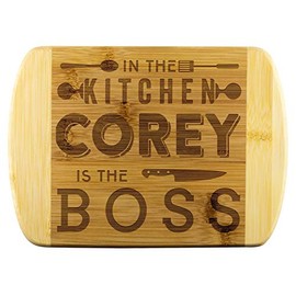 Mother's Day Gift Ideas - In The Kitchen Corey Is The Boss - Gifts For Mom, Unique Mothers Day Gifts, Mother To Be Gifts - Funny Cutting Boards for Women, Funnyd Cutting Board