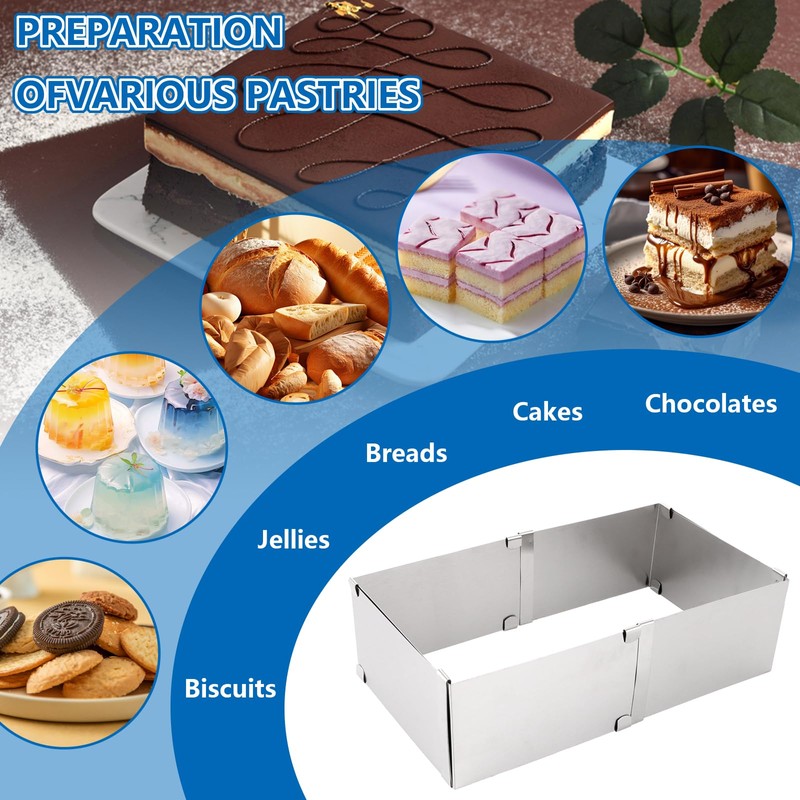 LDHHYH Set of 2 Baking Frames, Rectangular, Adjustable, Adjustable: 15.5-28